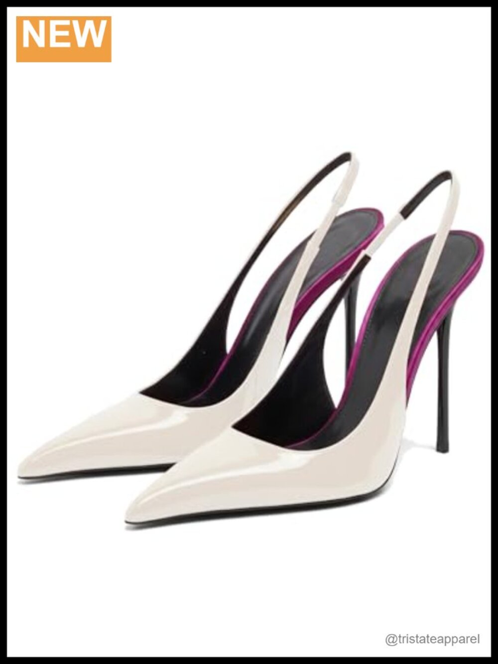 Slingback Stiletto Heels Pointed Toe Faux Leather Pumps